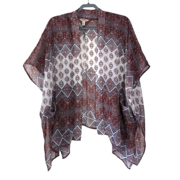 Arizona Jeans Boho Aztec Navarro Cherokee Whimsical Western Sheer Kimono S - Picture 1 of 7